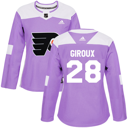 Adidas Flyers #28 Claude Giroux Purple Authentic Fights Cancer Women's Stitched NHL Jersey - Click Image to Close